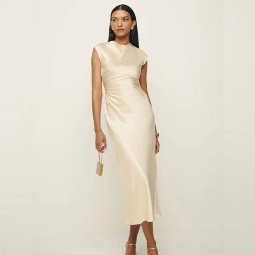 Reformation Veida Silk Dress in Almond Size 2